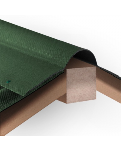 Faîtière en bitume vert 0.85m préformée pour toitures en plaques de bitume, flexible et facile à installer, disponible en noir, marron, rouge et vert.