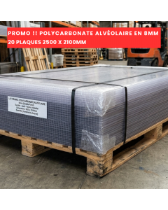 Lot Promo Polycarbonate Alv&eacute;olaire 8mm &ndash; 20 Plaques 2500 x 2100 mm
