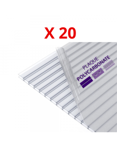 DESTOCKAGE 20 PLAQUES EN POLYCARBONATE ALVÉOLAIRE 10MM TRANSPARENT -40%
