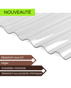 PLAQUE ONDULÉE EN PVC TRANSPARENT 0.8, 1.1 OU 1.3MM