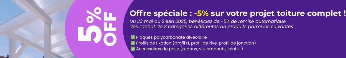 promotion -5% sur les plaques polycaronate