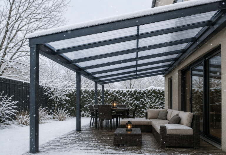 PERGOLA AVEC PLAQUE ALVEOLAIRE TRANSPARENTE