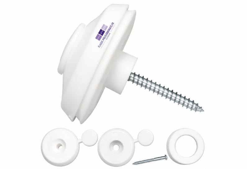 boutons de fixation blancs pour polycarbonate