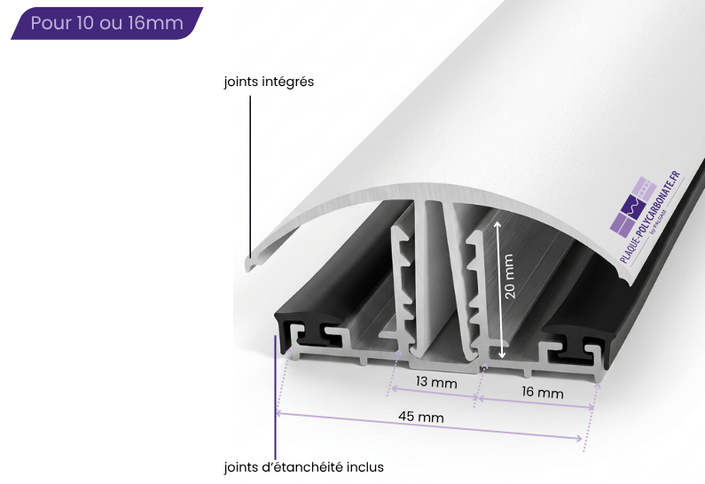profil de jonction à clipser - dimensions exactes