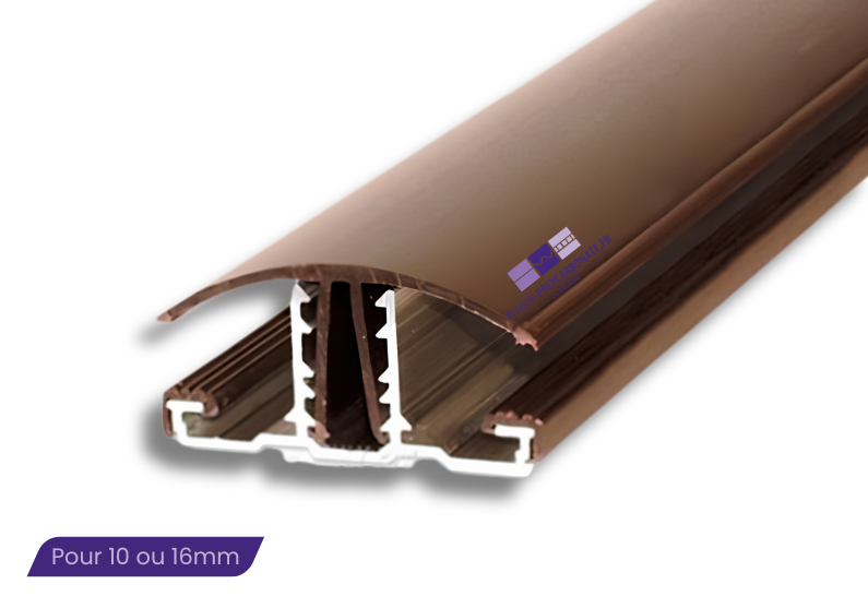 profil à clpser sunwood avec joints d'étanchéité pour le polycarbonate en 10 ou 16mm
