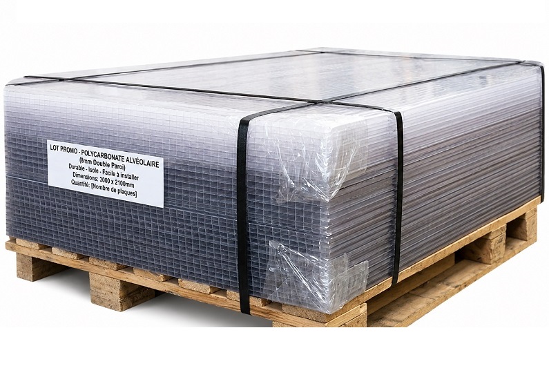 Lot Promo Polycarbonate Alvéolaire 8mm – 20 Plaques 2500 x 2100 mm