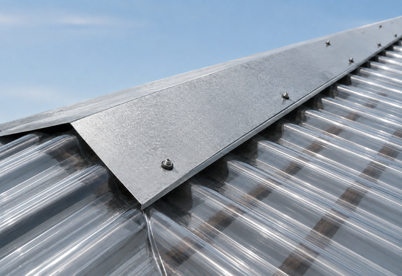 Faîtière simple 130° en acier galvanisé ondulé – 1,83 m