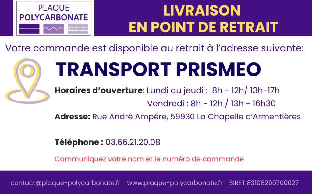 Livraison en point retrait La Chapelle - plaque-polycarbonate.fr