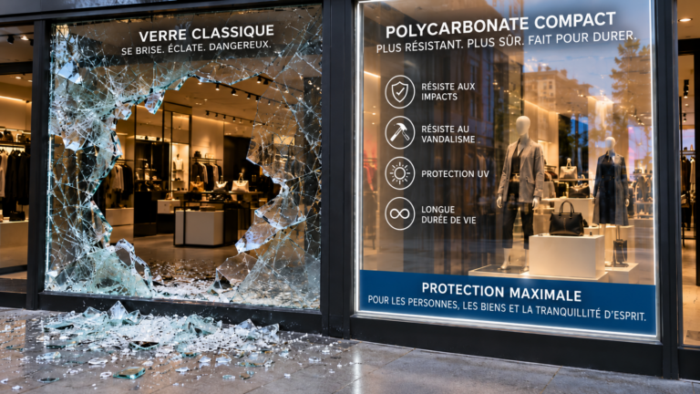 Vitrine de magasin cassée : pourquoi choisir le polycarbonate compact plutôt que le verre ?